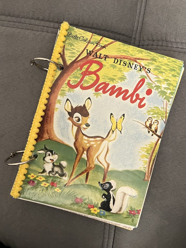 upcycled Bambi notebook with binder rings