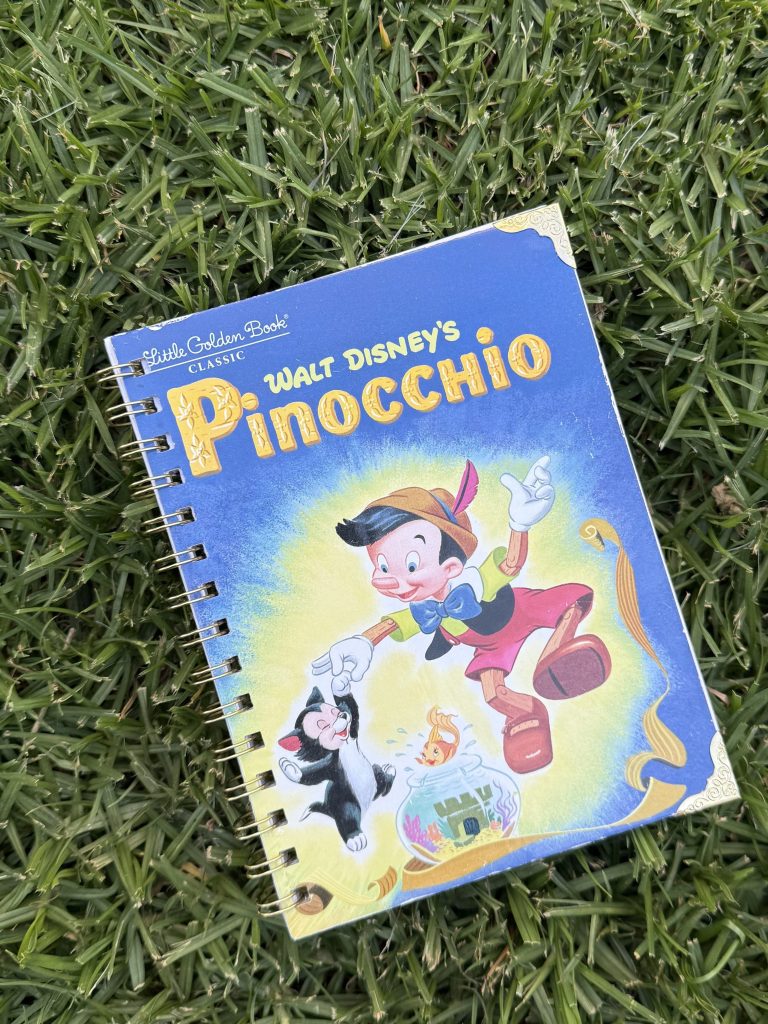 upcycled pinocchio notebook