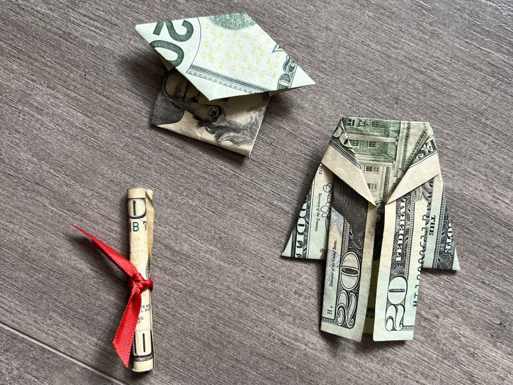 graduation money origami