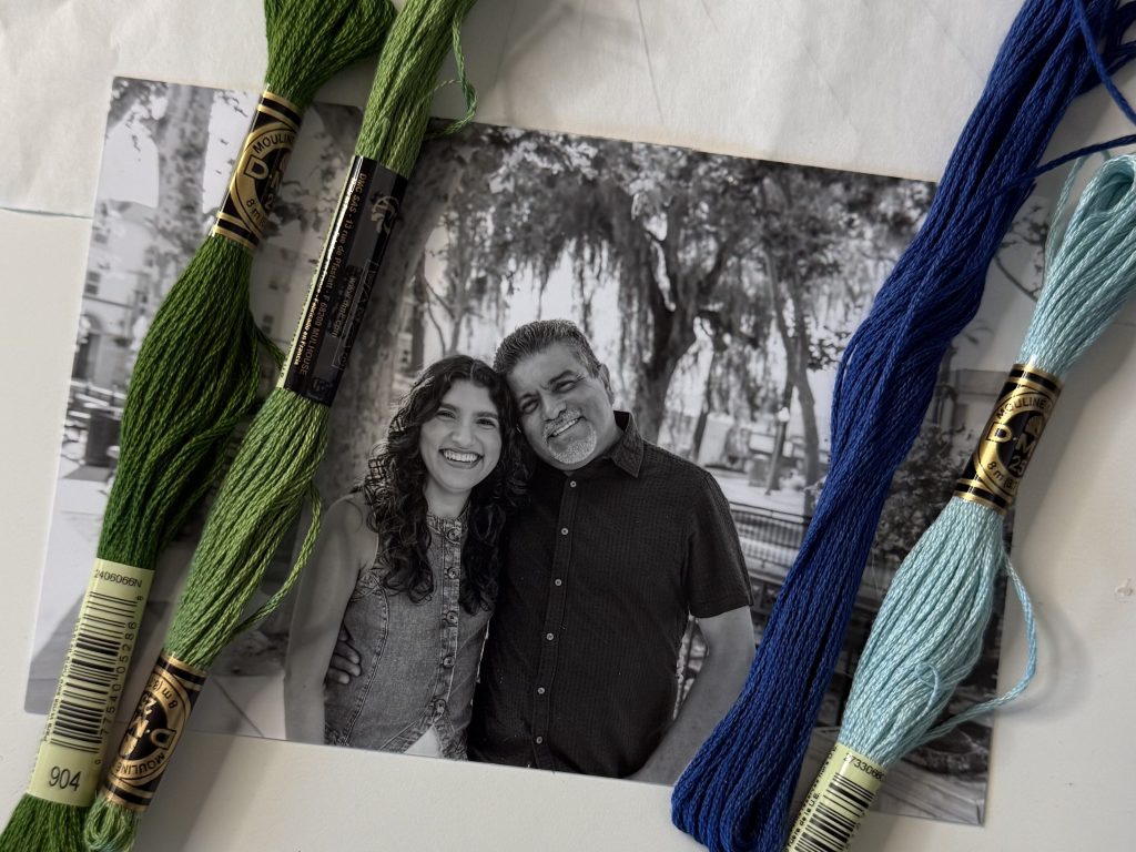 photograph with embroidery thread