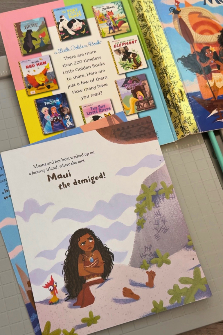 moana book pages with little golden book cover