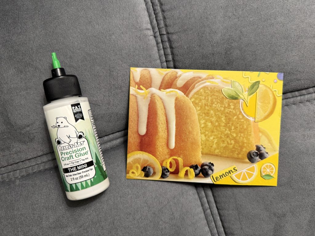 upcycled postcard with bearly art glue