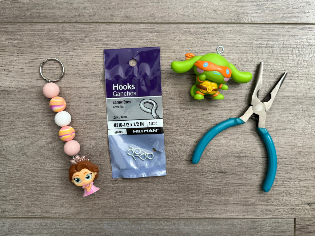 trinkets, eye hooks and jewelry pliers