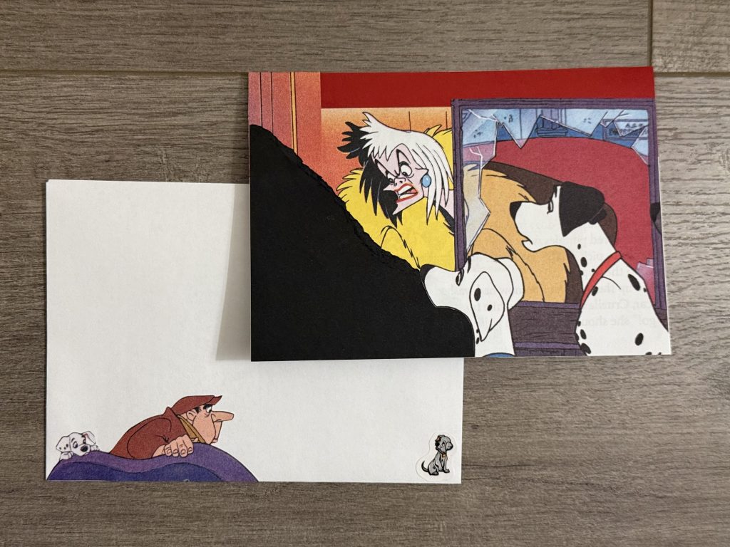 upcycled greeting card and envelope on wood background